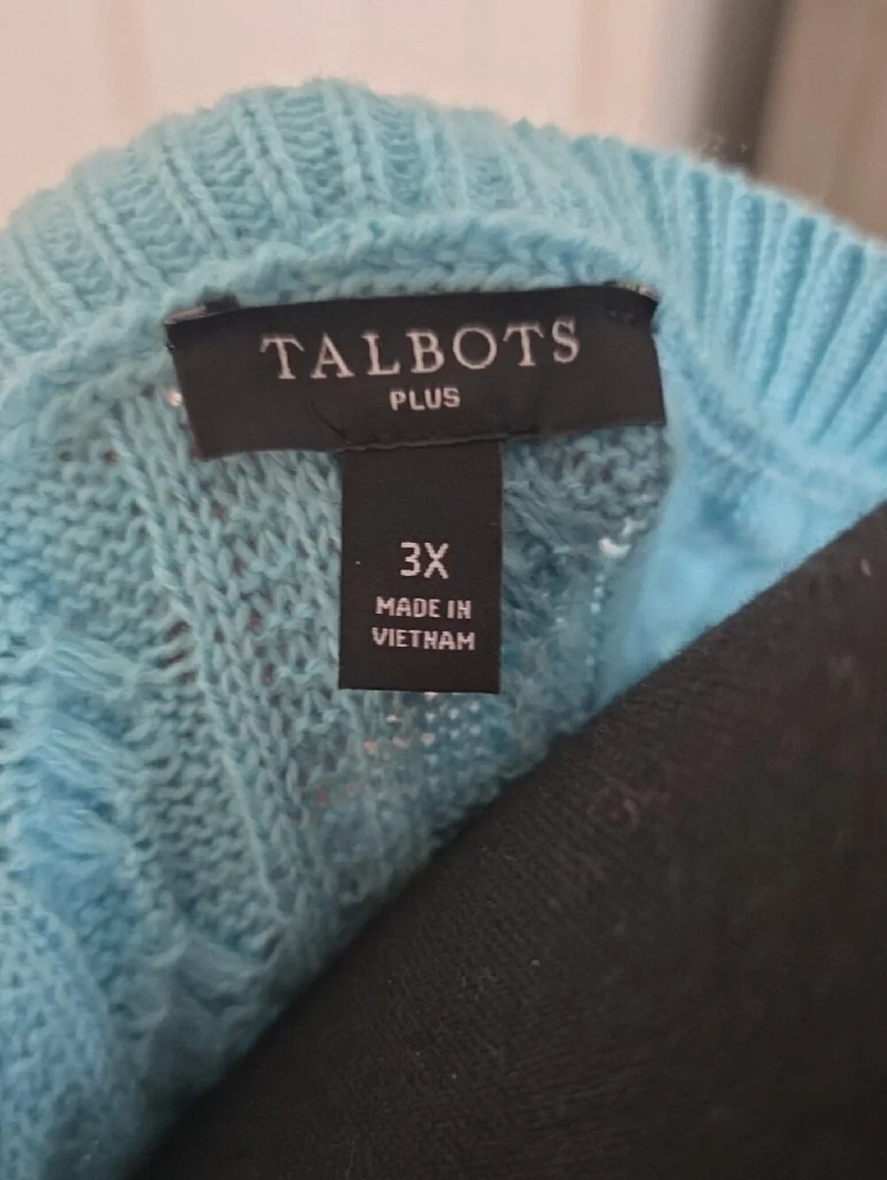 Talbots Bright Turquoise Cable Scoop Neck Sweater with Shoulder Buttons